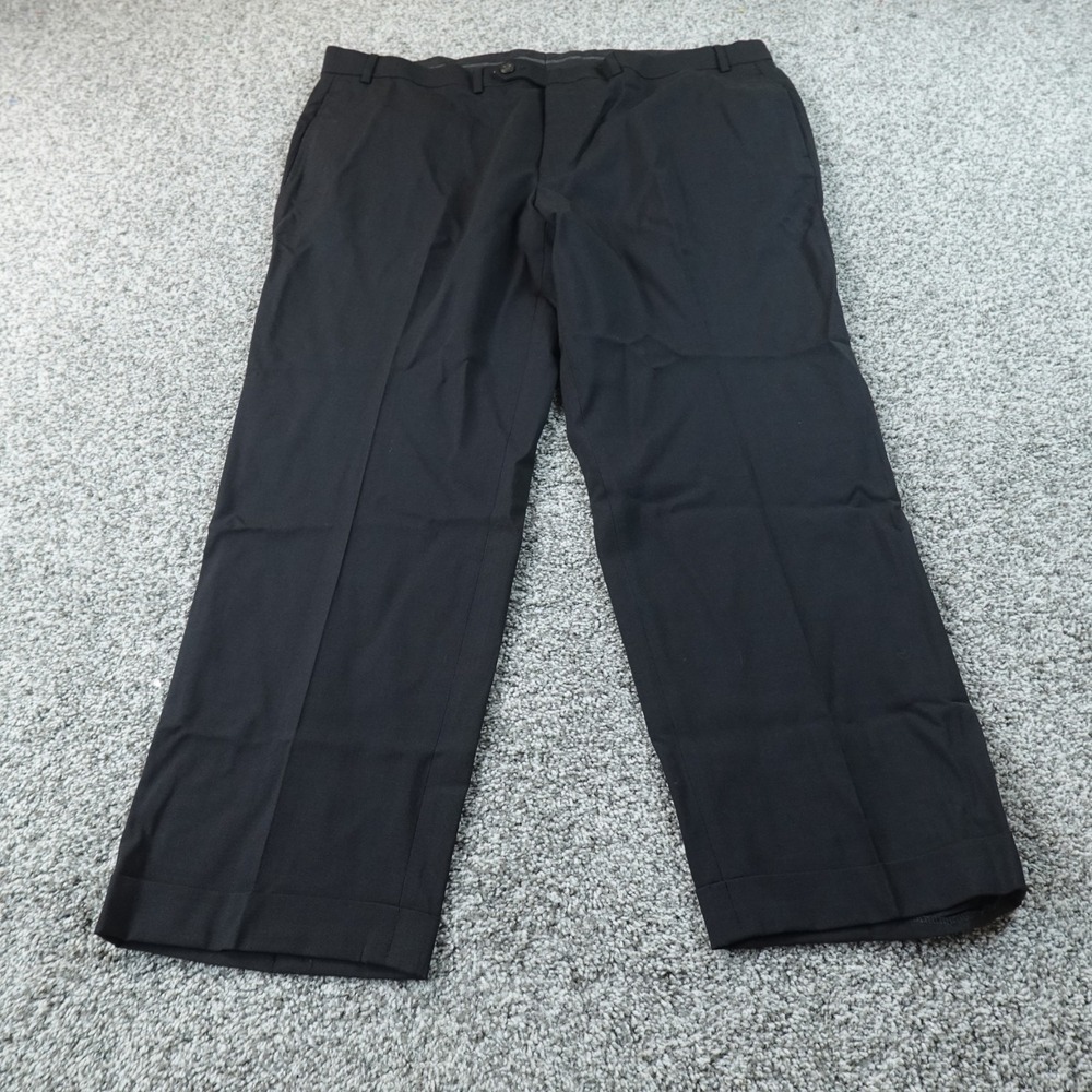 Ralph Lauren Pants Mens 42X30 Black Wool Dress Trouser Flat Front Total Comfort